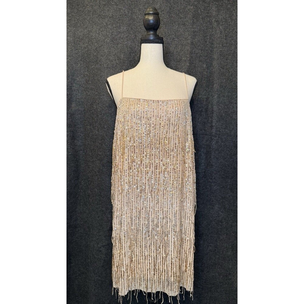 Festi Fringe Sequin Cocktail Gatsby Flapper Style Tassels L Charleston 1920s